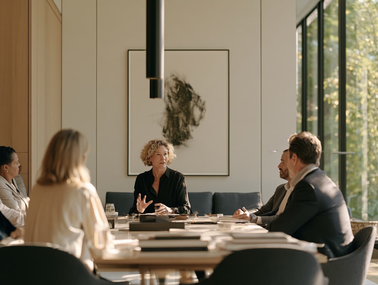 Advisors and a client around a boardroom table
