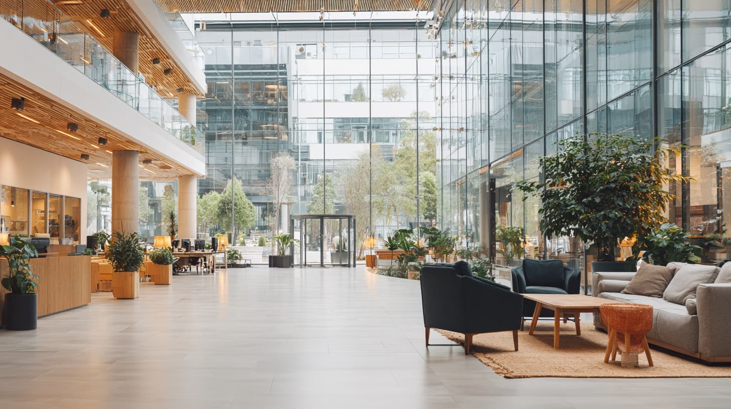 The interior of a contemporary corporate office